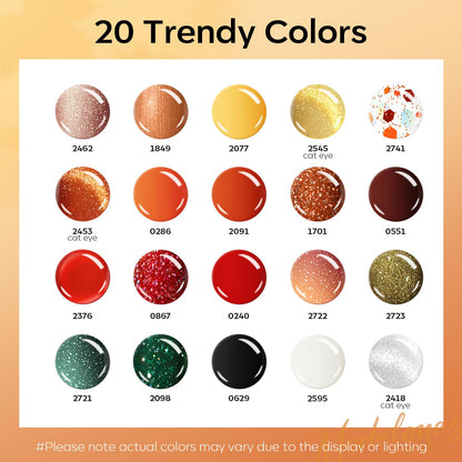 Modelones 24PCS Gel Nail Polish Set – Fall/Winter Cat Eye & Top Coats