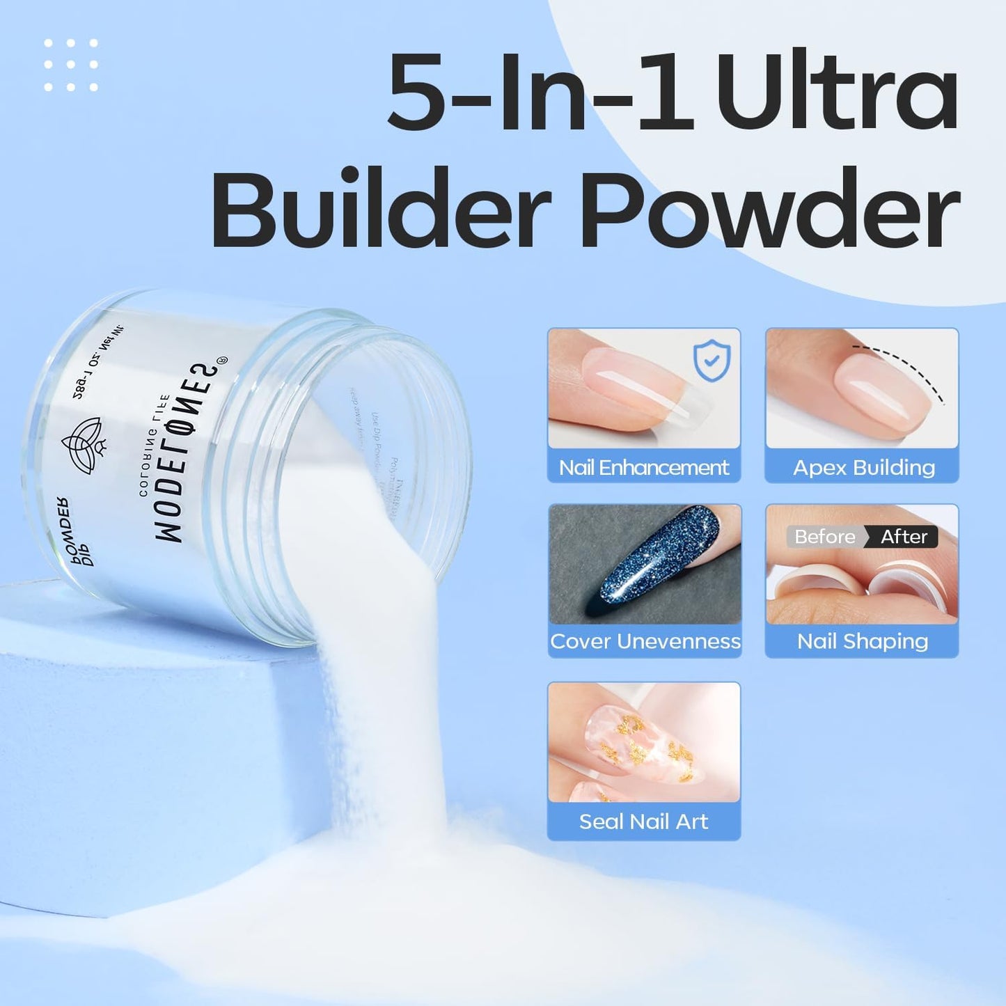 Modelones Dip Powder Clear Color – Long-Lasting, No-Lamp DIY Nails