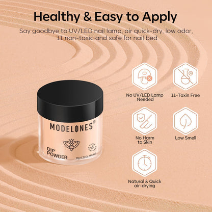 Modelones Dip Powder Nail Kit Starter — 20 Colors, Bond/Base/Activator/Top, No Lamp Needed