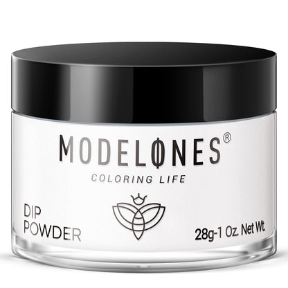 Modelones Dip Powder White – No Lamp Cure, 1 oz, Long-Lasting French Nail Art at Home