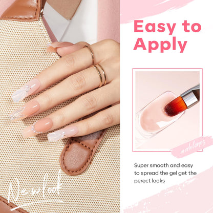 Modelones Poly Nail Gel Set – 6 Jelly Nude Pink Colors for DIY Manicure | Home Salon