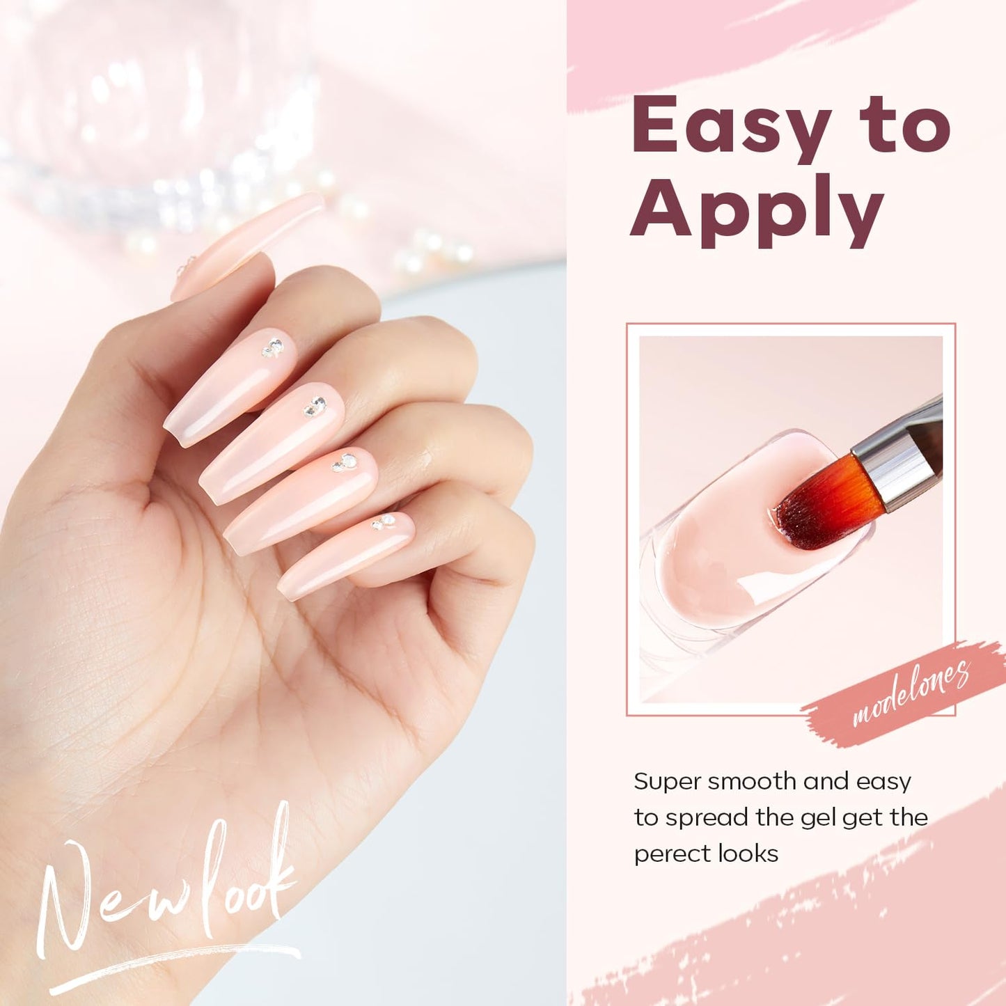 Modelones Poly Gel Nail Kit – 6 Colors + 8W Lamp for DIY Gel Nails at Home
