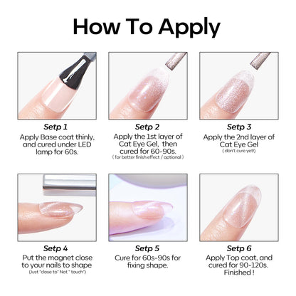 Modelones Cat Eye Gel Nail Polish Kit – 6 Nude Colors with Magnet Sparkle | Soak-Off LED Gel (Galaxy Series)