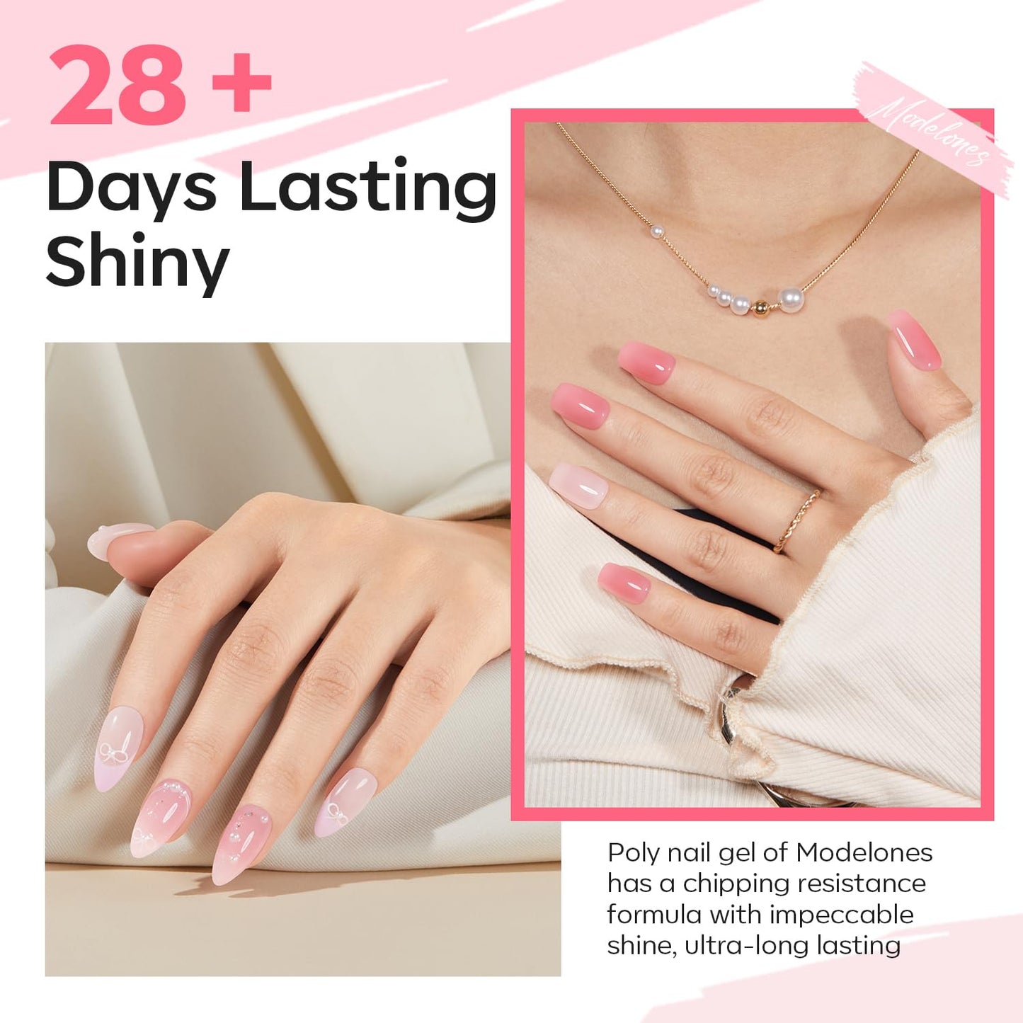 Modelones Poly Nail Gel Set – 6 Jelly Nude Pink Colors for DIY Manicure | Home Salon