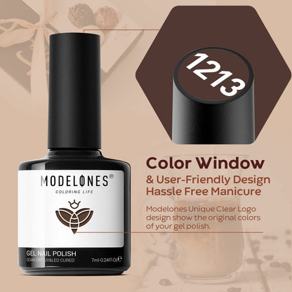 Modelones Gel Nail Polish Set – 6-Color Autumn & Winter Neutral Gel Polishes | Soak-Off
