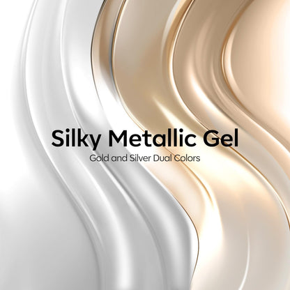 modelones Chrome Gold Silver Gel Liner Nail Polish – Metallic Mirror Nail Art Kit with Double Head Brush