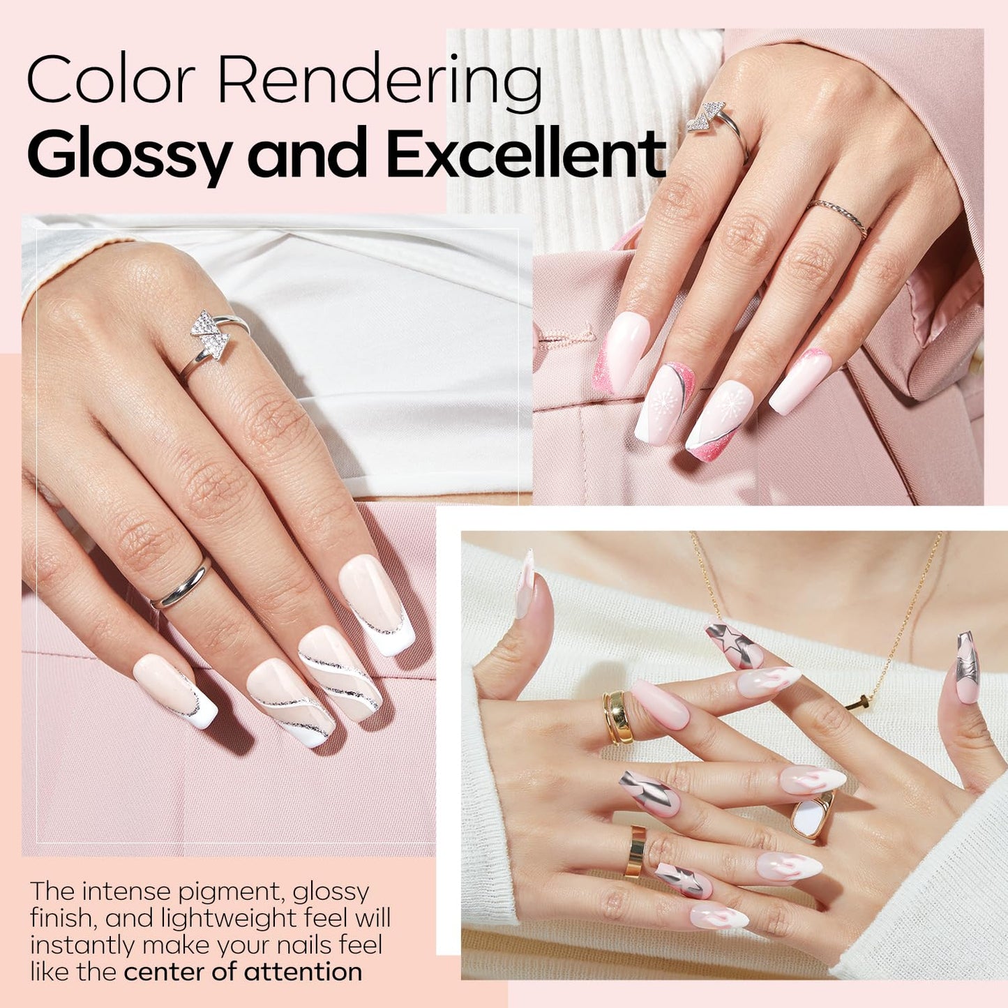 Modelones Pink Dip Powder Nail Kit – 4 Colors, No Lamp Needed, DIY French Nails at Home