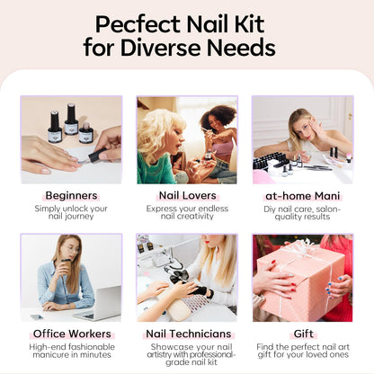 Modelones 32-Piece Gel Nail Polish Set – 28 Colors with No-Wipe Base, Glitter, Glossy & Matte Top Coats | Soak-Off LED Nail Kit at Home