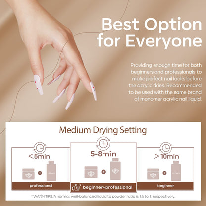 Modelones Acrylic Powder Kit – 6 Colors for Nail Extensions & Halloween Art | No Lamp Needed (C6-Blushing Nude)