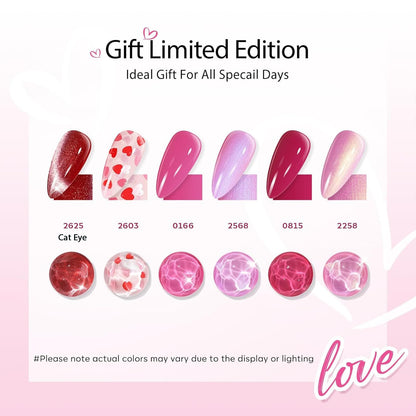 Modelones Gel Nail Polish Set – 6 Cat Eye Colors with Magnet & Wooden Pen