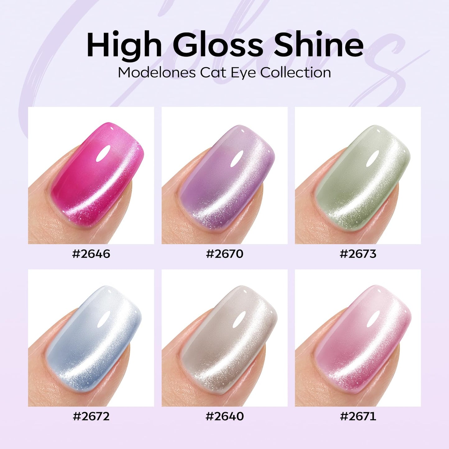 Modelones Cat Eye Gel Nail Polish Set — 6 Colors with Magnet Sparkle