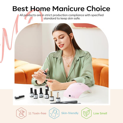 Modelones 32-Piece Gel Nail Polish Set – 28 Colors with No-Wipe Base, Glitter, Glossy & Matte Top Coats | Soak-Off LED Nail Kit at Home