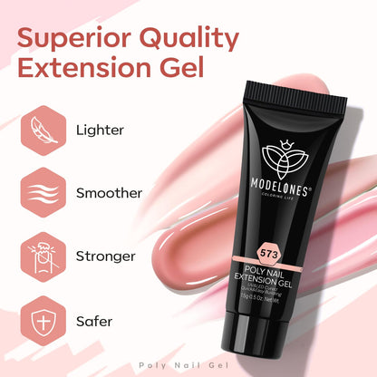 Modelones Poly Gel Nail Kit – 6 Colors + 8W Lamp for DIY Gel Nails at Home