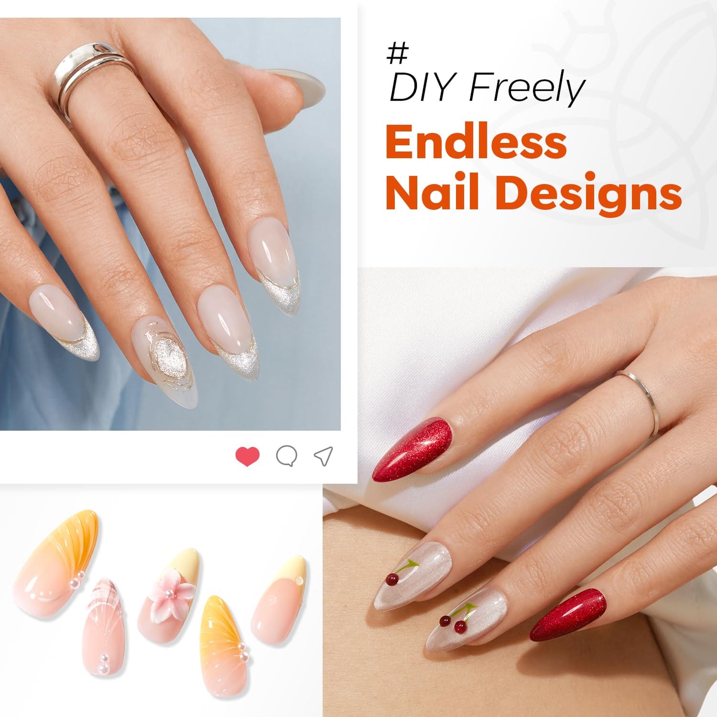 Modelones X Nail Gel Kit Almond: 510 Tips, Gooseneck LED Lamp, 10-in-1 Glue & Dehydrator
