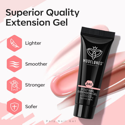 Modelones Poly Nail Gel Kit: 6 Colors + 8W Lamp for At-Home Nails