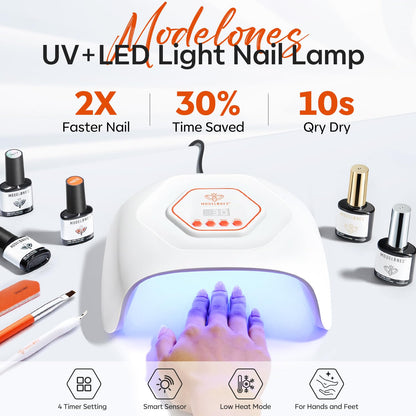 Modelones UV LED Nail Lamp – Fast Gel Nail Curing, 4 Timer Auto Sensor