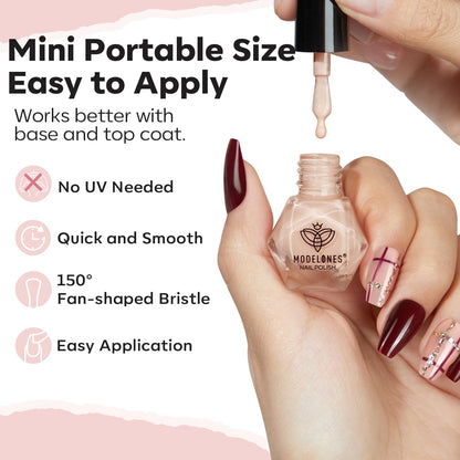modelones Nail Polish Set – 6 Nude Tones, Quick-Dry Mini Polishes for Home Manicure