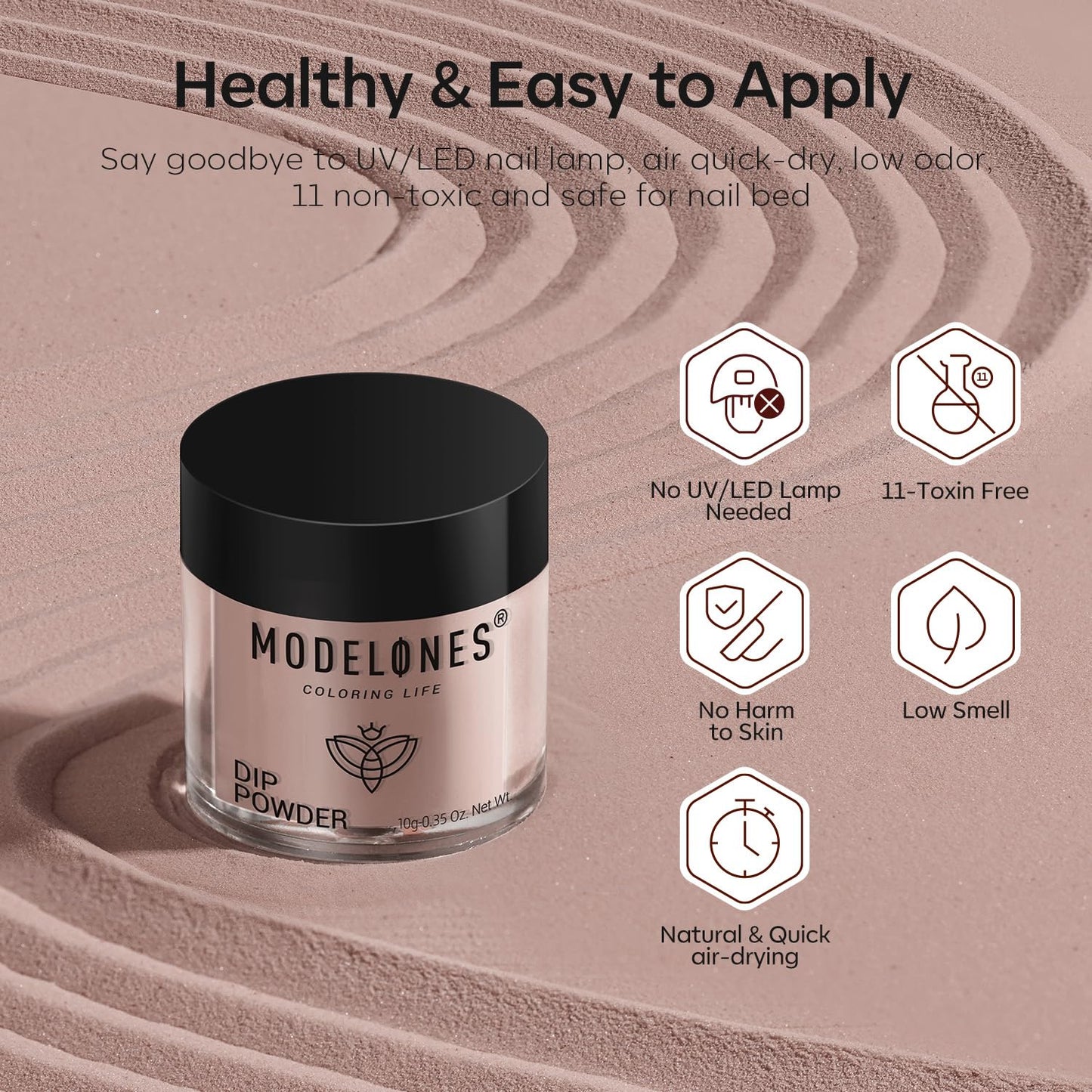 Modelones Dip Powder Nail Kit – 4 Colors Beige, Brown & Glitter with Liquid & Complete Accessories