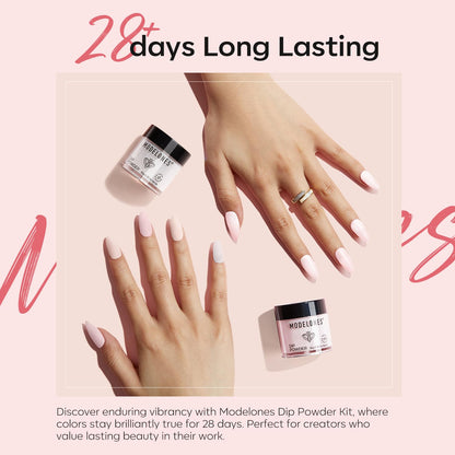 Modelones Pink Dip Powder Nail Kit – 4 Colors, No Lamp Needed, DIY French Nails at Home