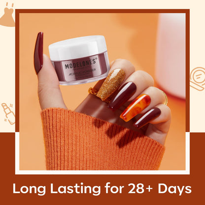 MODELONES 6 Colors Acrylic Powder – Fall Nail Art Kit for 2–3 Week Wear