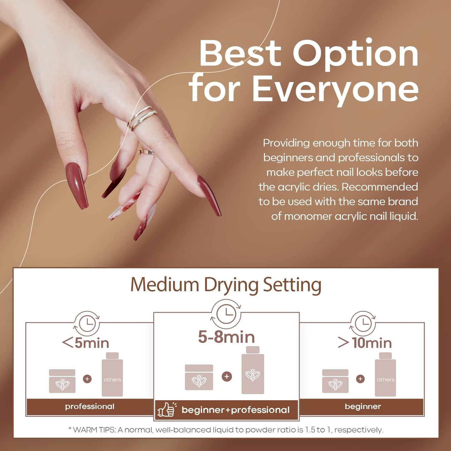Modelones Nude Acrylic Powder Kit – 6 Colors, No Lamp Needed | Salon-Quality Nude Nails