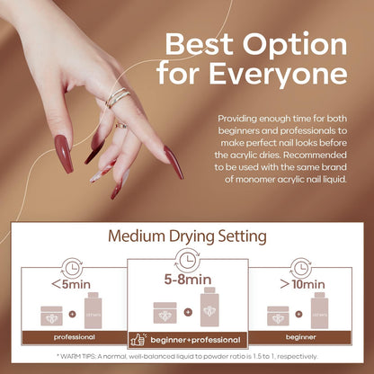 Modelones Nude Acrylic Powder Kit – 6 Colors, No Lamp Needed | Salon-Quality Nude Nails