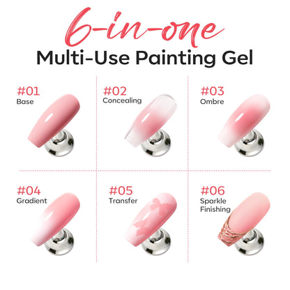 Modelones Pat Painting Gel Nail Polish – 6 Pigmented Colors for Ombre, Gradient, Blush Bloom and French Tips