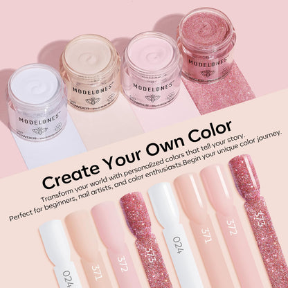 Modelones Pink Dip Powder Nail Kit – 4 Colors, No Lamp Needed, DIY French Nails at Home