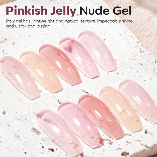Modelones Poly Gel Set – 5 Jelly Colors for DIY Nail Extensions