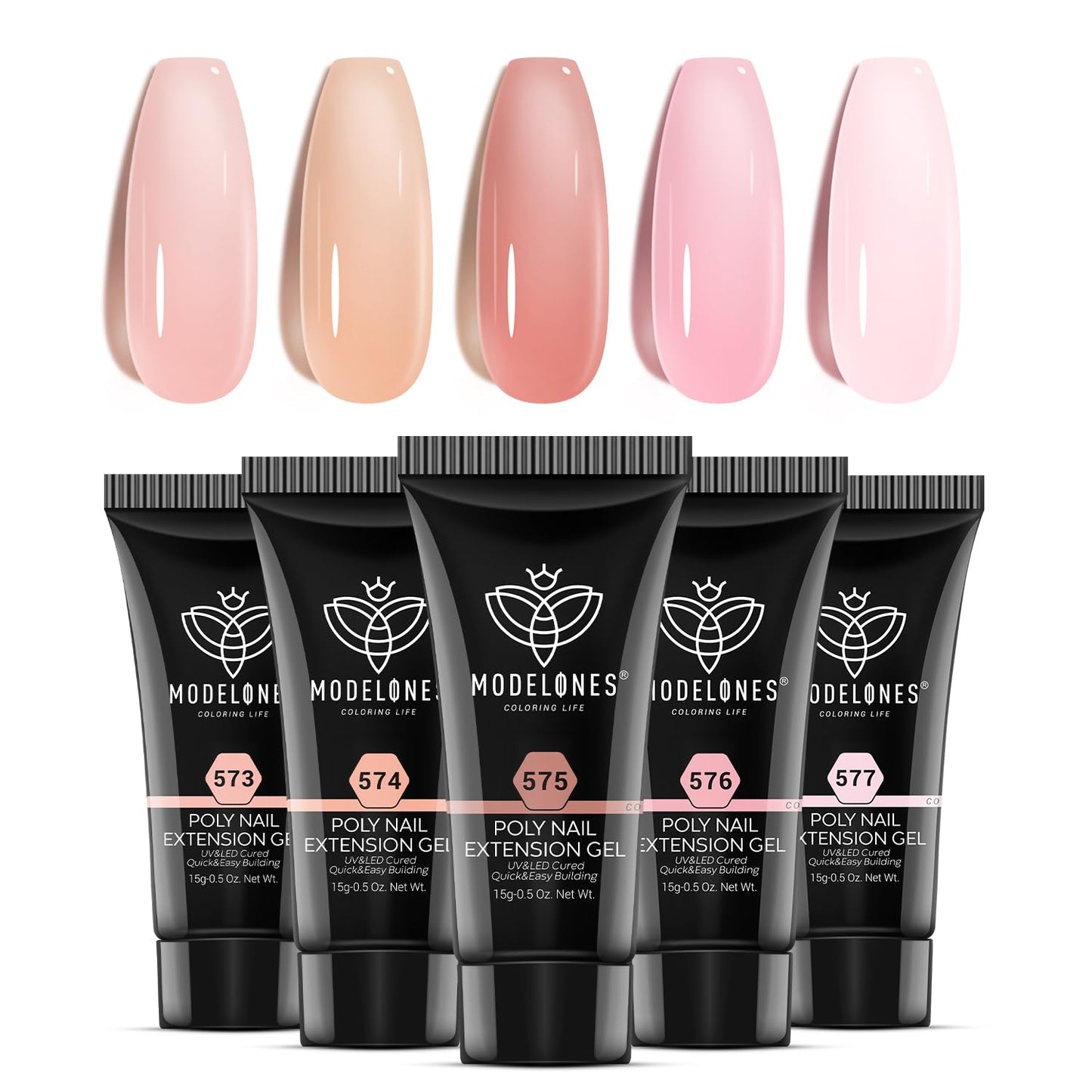 Modelones Poly Gel Set – 5 Jelly Colors for DIY Nail Extensions