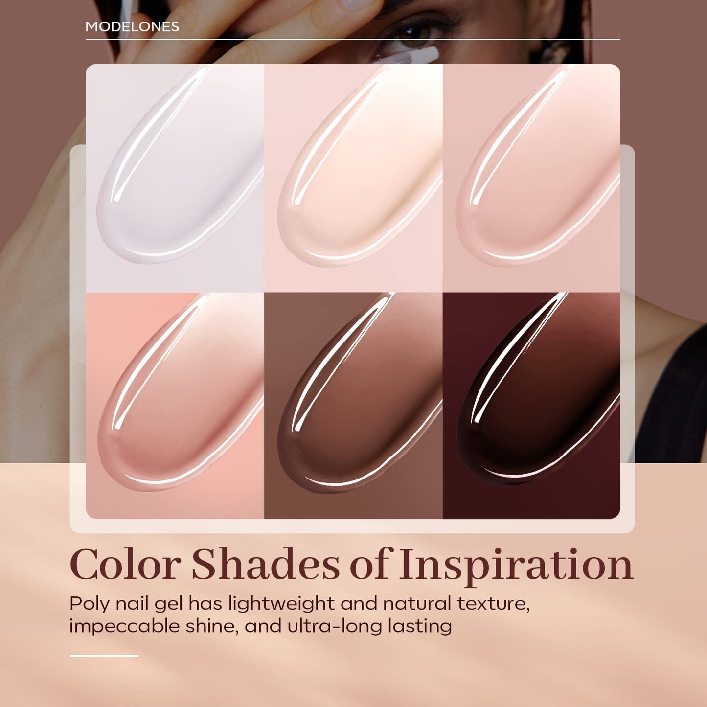 Modelones Poly Nail Gel Kit — 6 Nude Skin Tone Colors for At-Home Builder Manicure