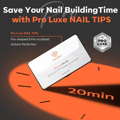 modelones Pro Luxe Instant Nail Apex Tips – Medium Square Pre-Built Extension, 240 Pcs, 15 Sizes