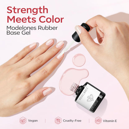 modelones Rubber Base Builder Nail Gel Polish — 6-in-1 Strengthener & Extension (6-Color Set)