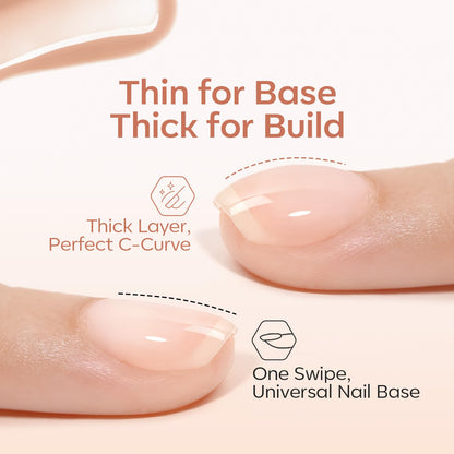 Modelones Rubber Base Builder Gel Polish — 6-Color Nude Pink Set with 6-in-1 Base Coat, Apex Builder & Extension