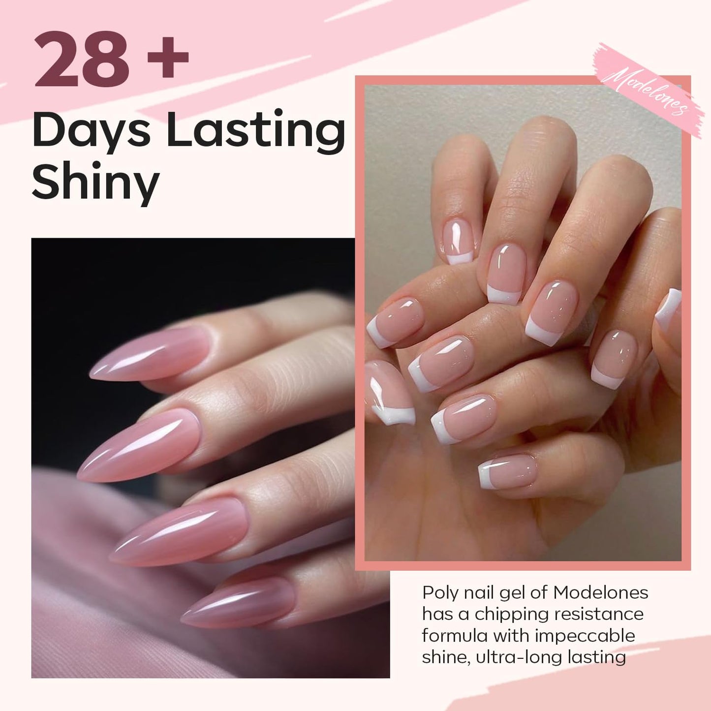 Modelones Poly Gel Nail Kit – 6 Colors + 8W Lamp for DIY Gel Nails at Home