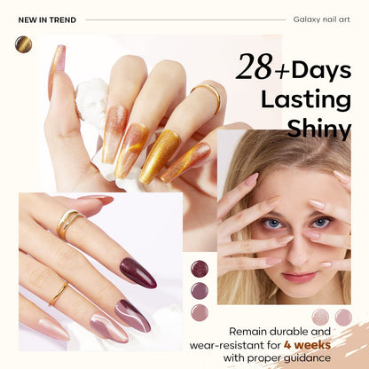 Modelones Gel Nail Polish Set – 6 Cat Eye, Glitter & Nude Gels with Magnet