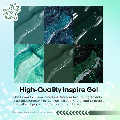 Modelones Ethereal Green Gel Nail Polish Set – 6 Colors for Salon-Quality DIY Nails