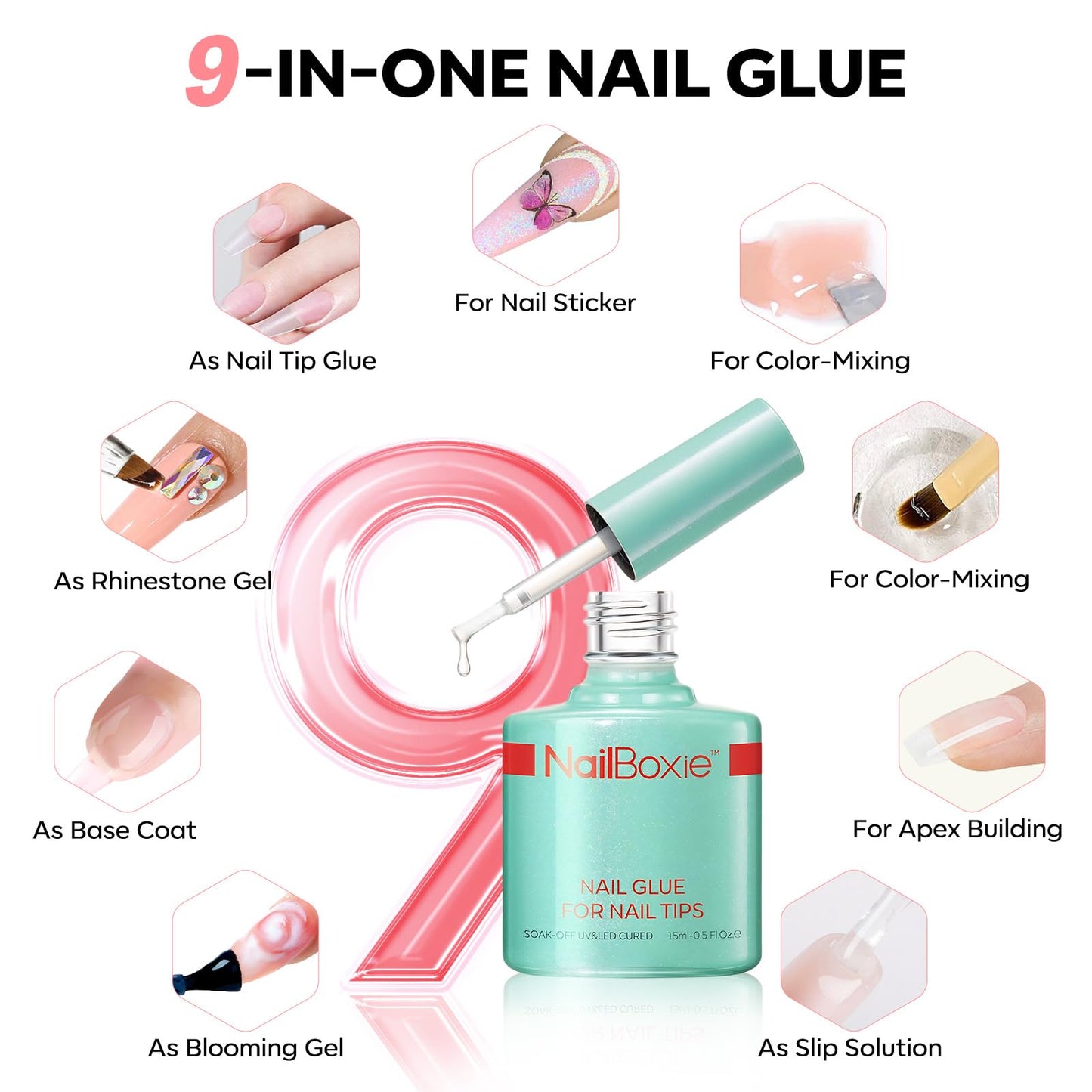 Modelones Gel Nail Kit with LED Light — 150 PCS, 15 Sizes, French Tip