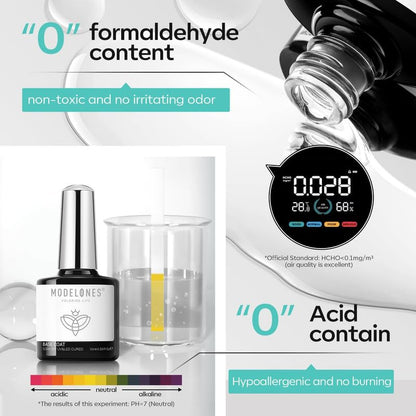 Modelones Nail Dehydrator & Gel Base & Top Coat Set – Acid-Free Nail Prep & Strengthener