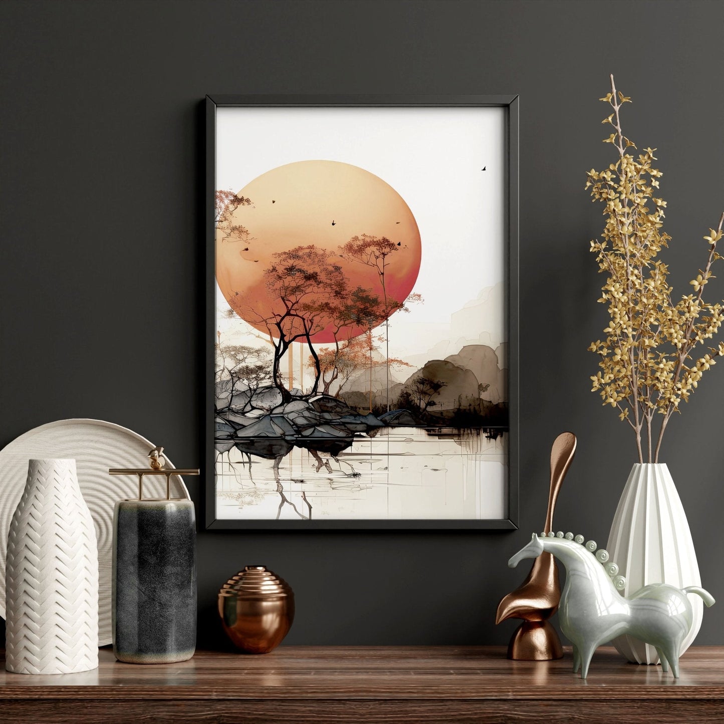 Modern Canvas Wall Art | Set of 3 Asian Inspired Wall art Prints