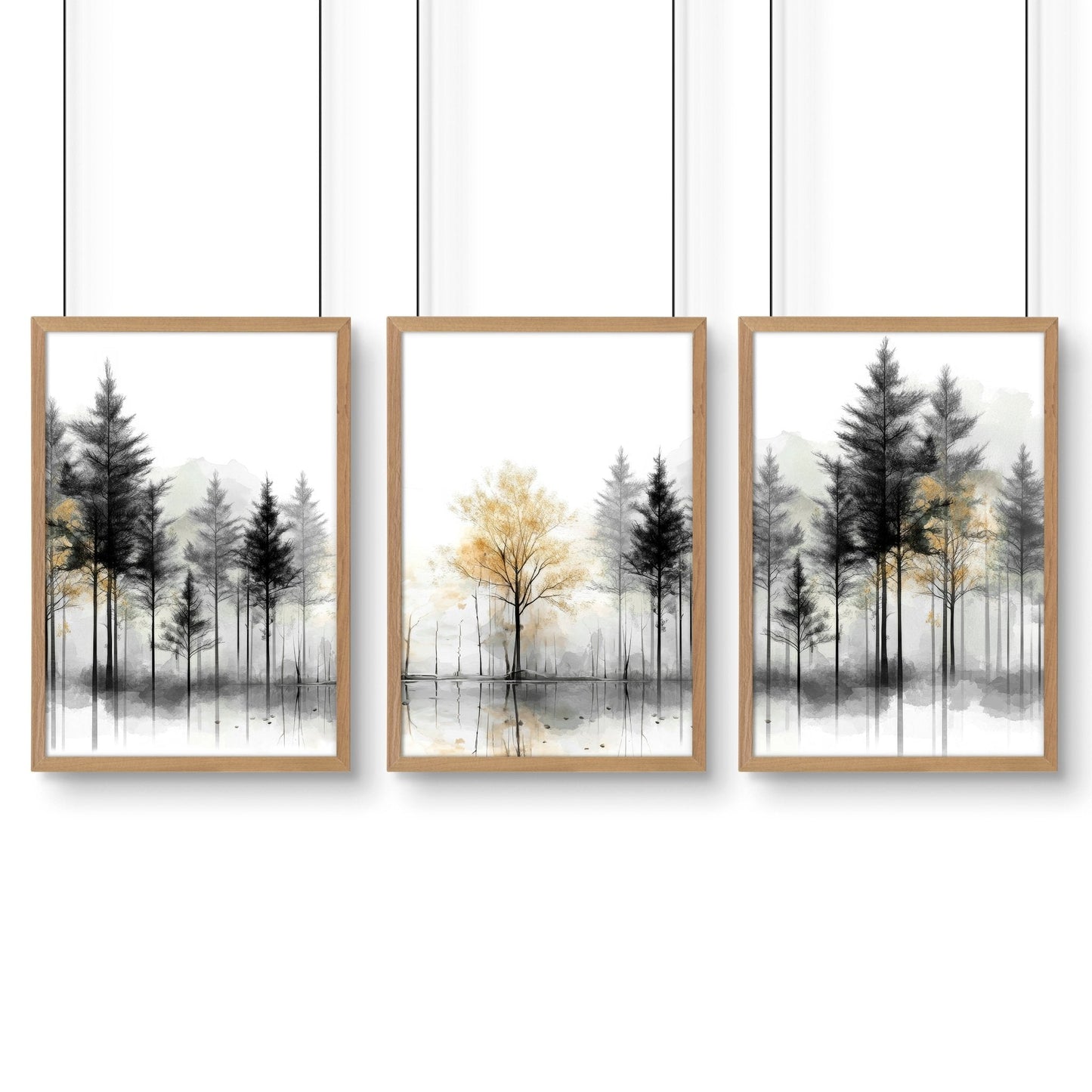 Modern Living Room Wall Art | Set of 3 Asian Inspired Wall art Prints