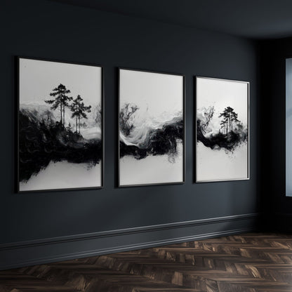 Modern Wall Art For Living Room | Set of 3 Asian Inspired Wall art Prints
