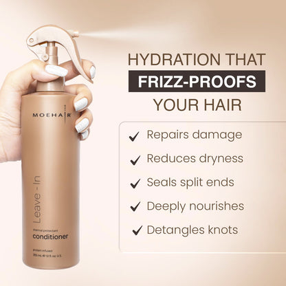 MOEHAIR Leave-in Conditioner (12 Fl Oz) – Argan Oil & Proteins | Detangler for Curly Hair