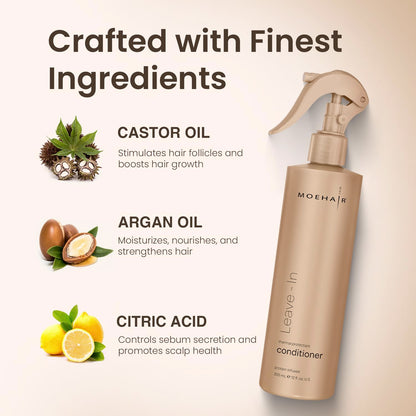 MOEHAIR Leave-in Conditioner (12 Fl Oz) – Argan Oil & Proteins | Detangler for Curly Hair
