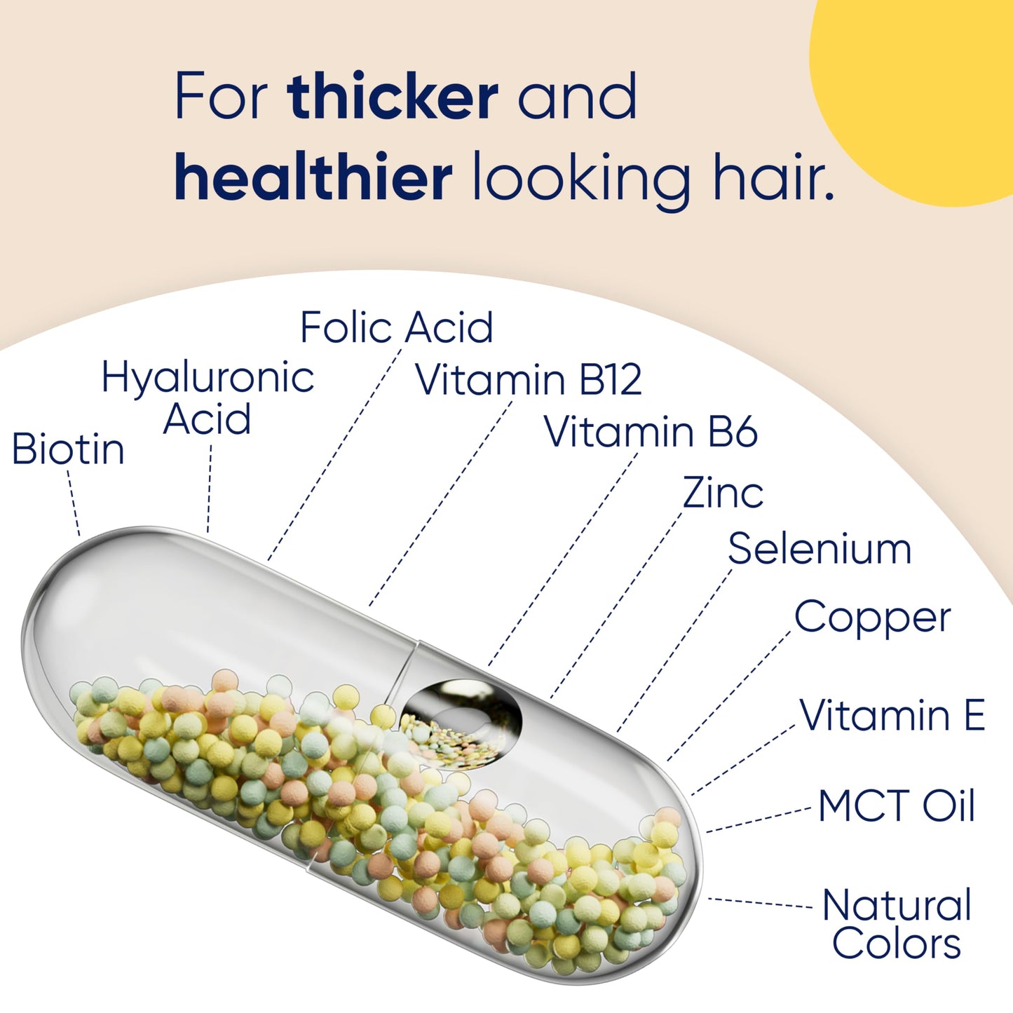 Moerie Hair Growth Supplement – Biotin, Q10 & Minerals for Thicker Hair & Nails – Beadlet Delivery – 120 Capsules