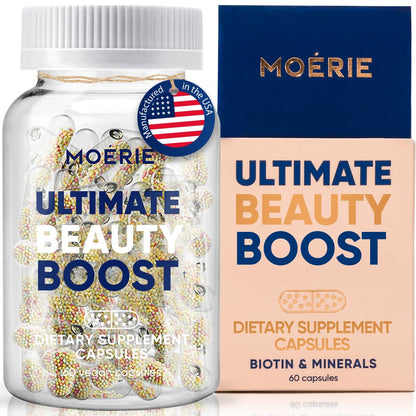 Moerie Ultimate Hair Boost Supplement – Biotin & Minerals for Hair, Skin, Nails – 60 Capsules