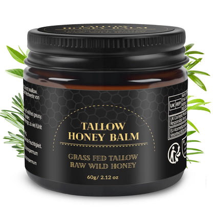 Mokasakiso Beef Tallow Honey Balm — Organic Grass-Fed Tallow Moisturizer (60g)