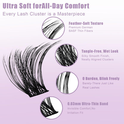 Molly Magic Victoria Lash Clusters Kit – Wispy D-Curl DIY Lashes with Bond & Seal
