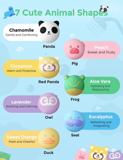 Momcozy 14-Pack Animal Bath Bombs with Essential Oils – 7 Cute Animal Shapes for Fun, Calming Bath Time