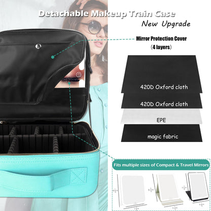 MOMIRA Travel Makeup Bag with Lighted Mirror – Waterproof, Adjustable Brightness, 6-Partition Organizer